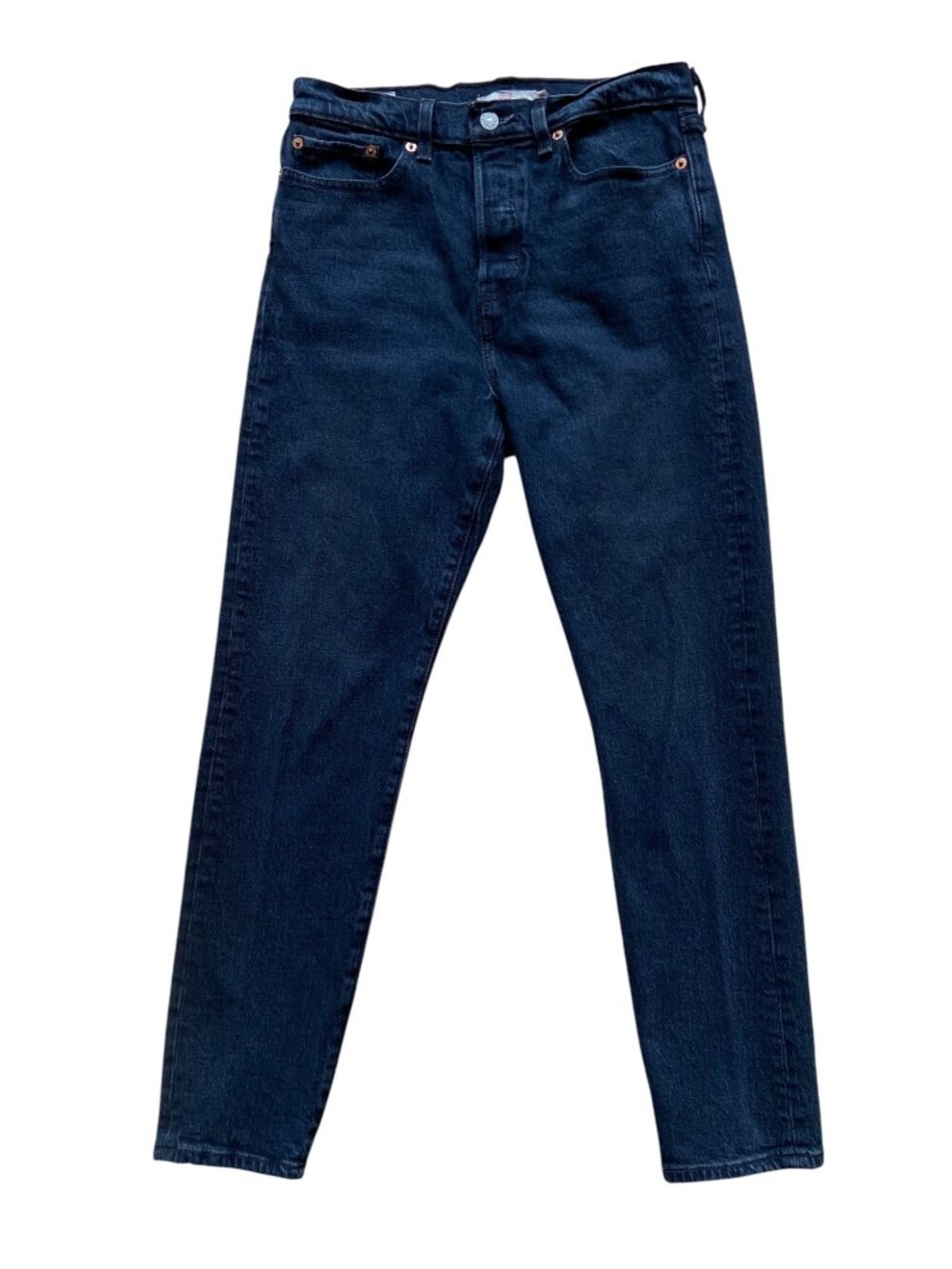 Levis Premium Wedgie Fit High-Rise Button-Fly Black Denim Jeans W28